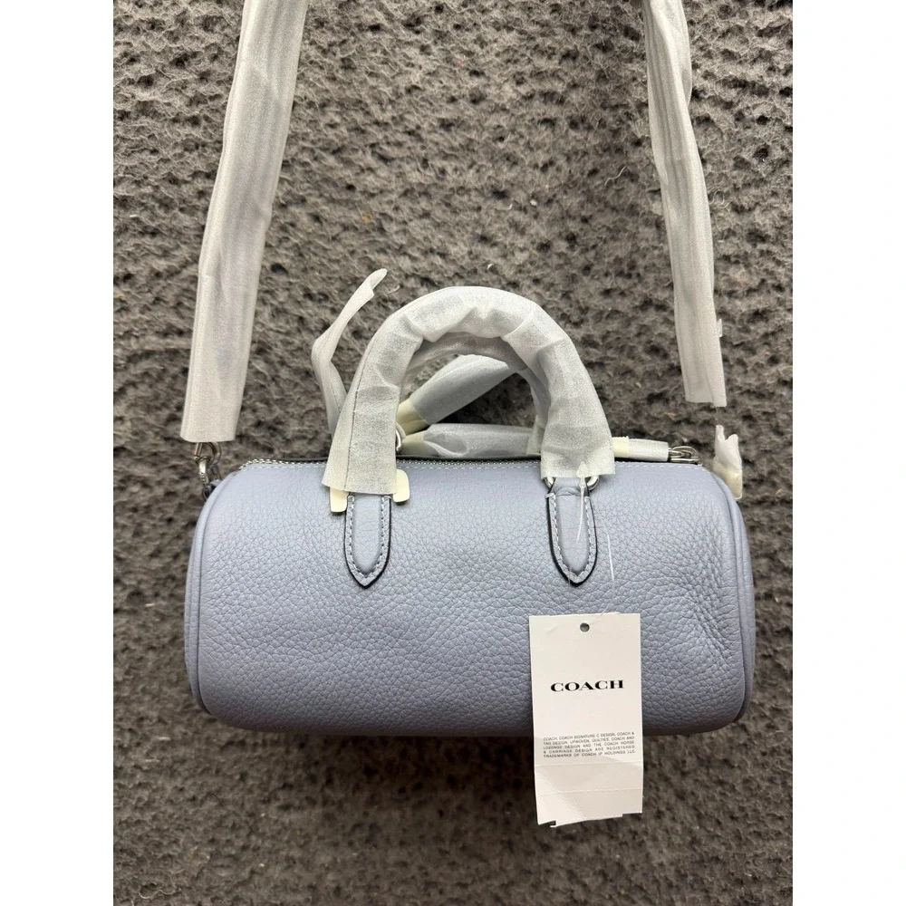 NWT Coach Lacey Pebbled Leather Crossbody Mini Barrel Bag Grey Mist CJ571